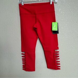 NWT Glyder XS Red Ninja Crop Leggings Cut-Out Hem Yoga Pants Athletic Workout
